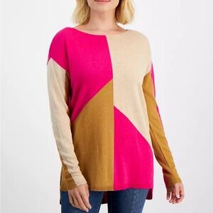 INC International Concepts Pink and Tan Knit Top